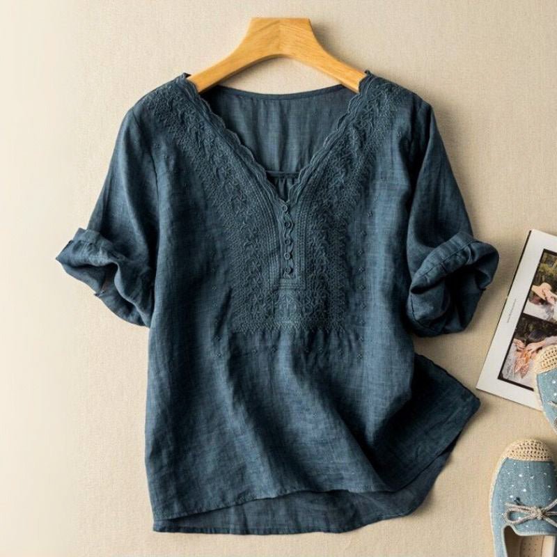 Luciana Cotton-Linen Blouse - York Miller