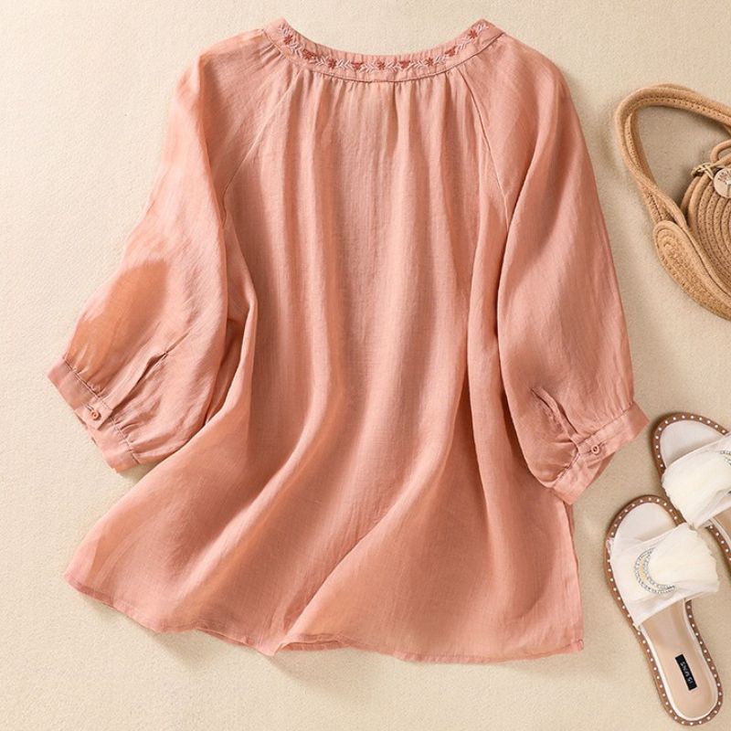Serafina Cotton-Linen Blouse - York Miller