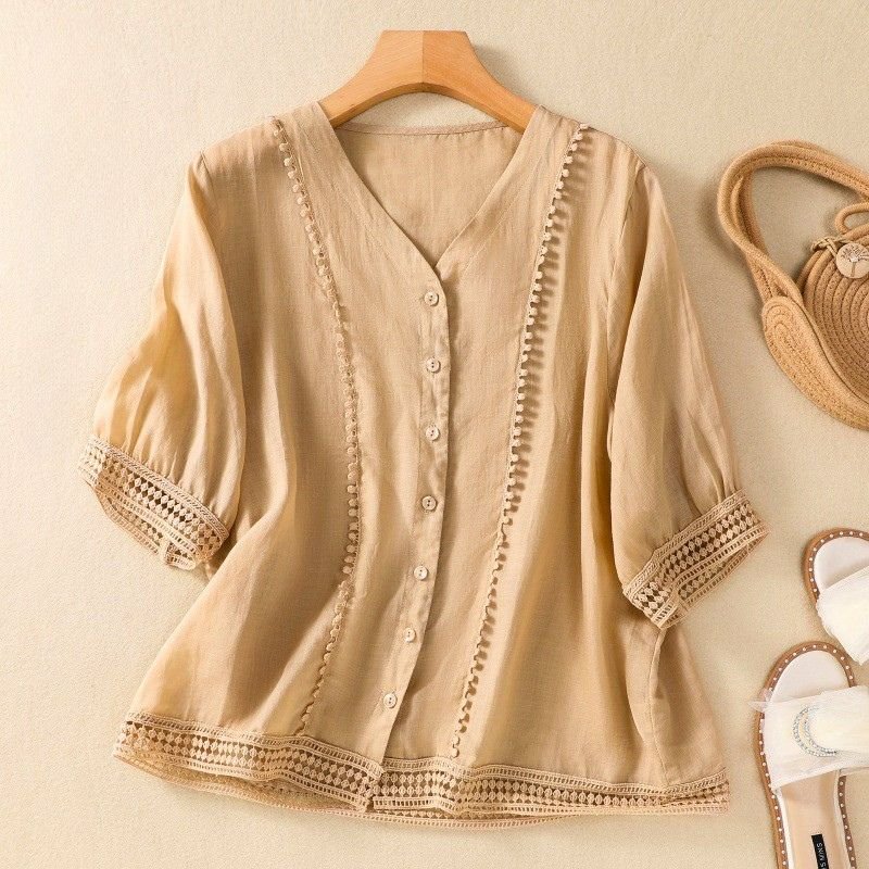 Lucia Cotton-Linen Blouse - York Miller