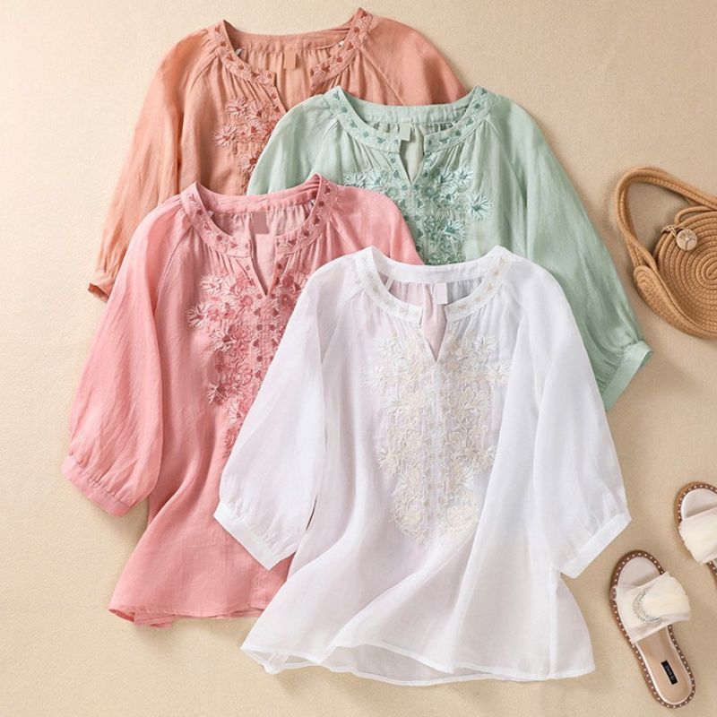 Serafina Cotton-Linen Blouse - York Miller