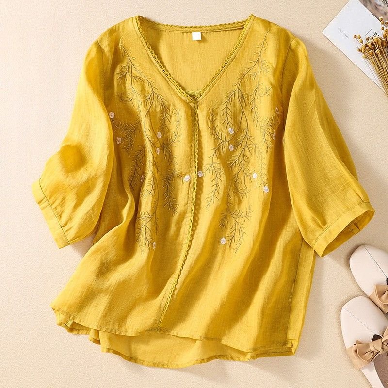 Celina Cotton-Linen Blouse - York Miller