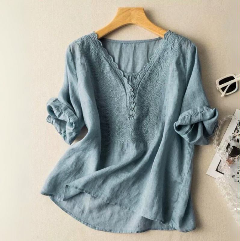 Luciana Cotton-Linen Blouse - York Miller