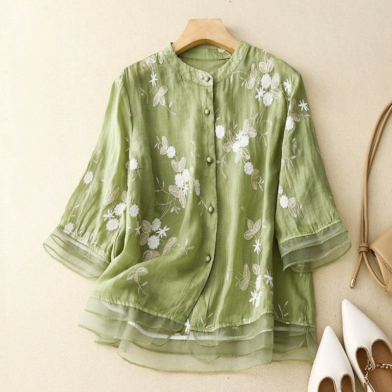 Isabella Cotton-Linen Blouse - York Miller