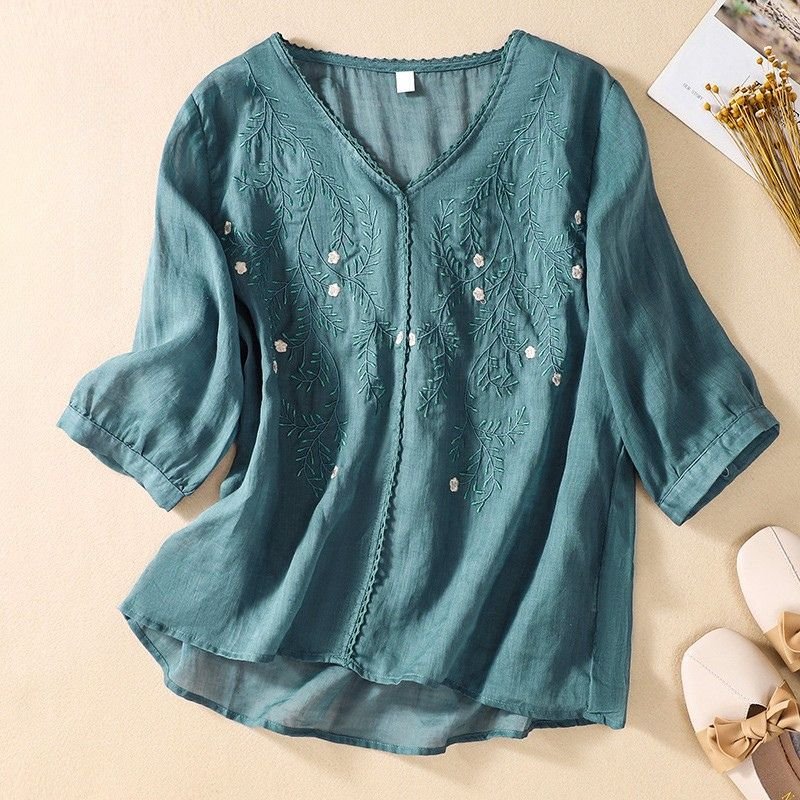 Celina Cotton-Linen Blouse - York Miller