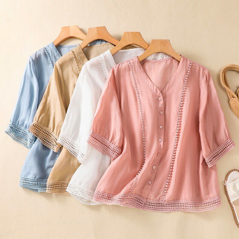 Lucia Cotton-Linen Blouse - York Miller