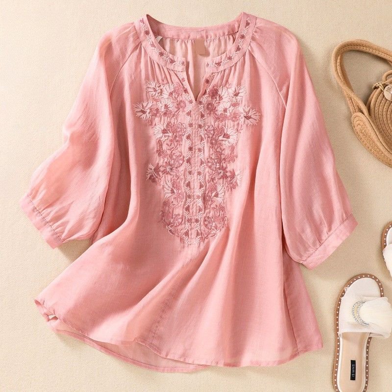 Serafina Cotton-Linen Blouse - York Miller