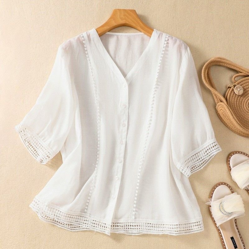Lucia Cotton-Linen Blouse - York Miller