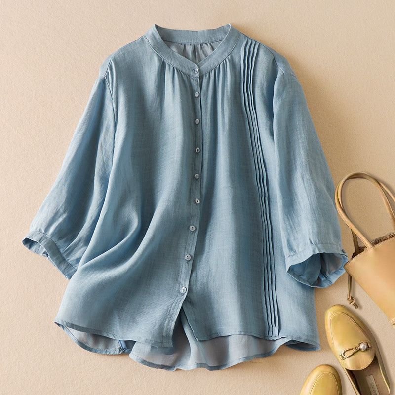 Chamomile Cotton-Linen Blouse - York Miller