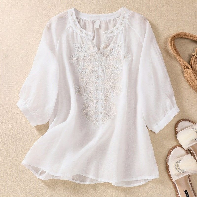 Serafina Cotton-Linen Blouse - York Miller