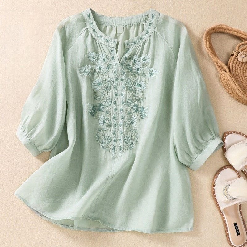 Serafina Cotton-Linen Blouse - York Miller