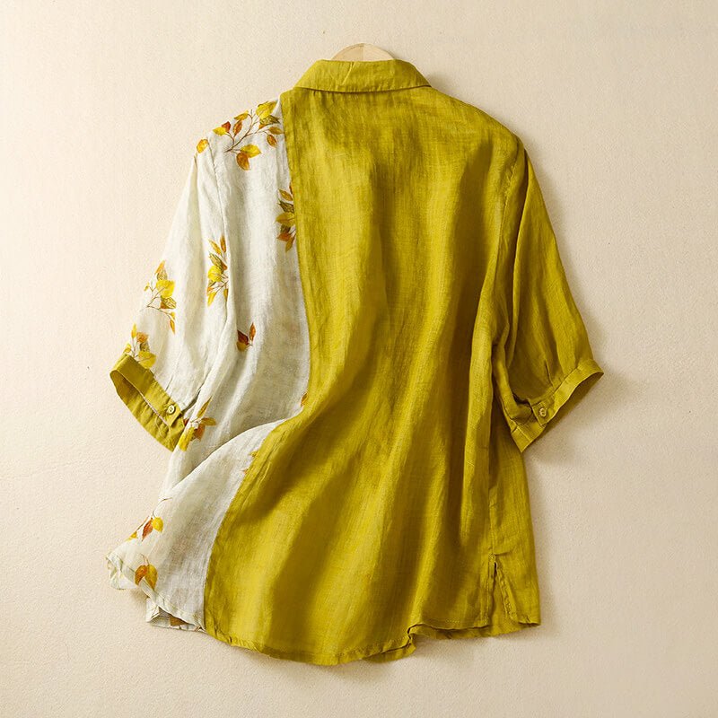 Lila Two-Tone Linen Blouse - York Miller