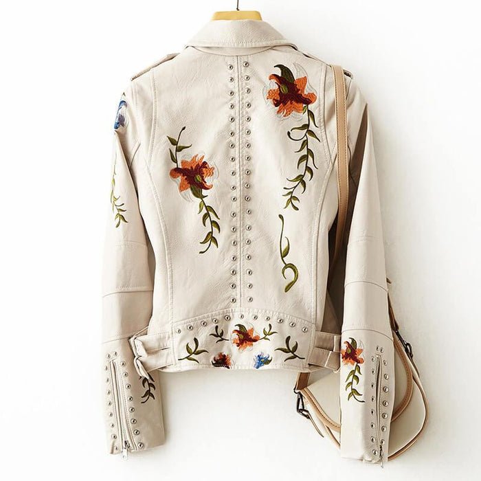 Magnolia Retro Floral Leather Jacket - York Miller