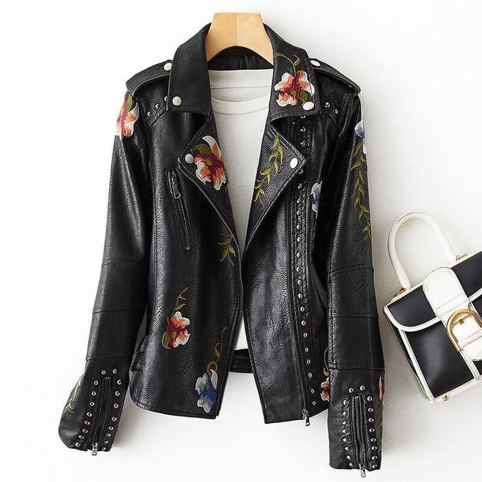Magnolia Retro Floral Leather Jacket - York Miller