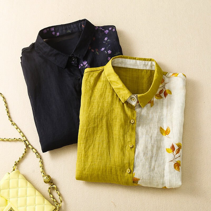Lila Two-Tone Linen Blouse - York Miller