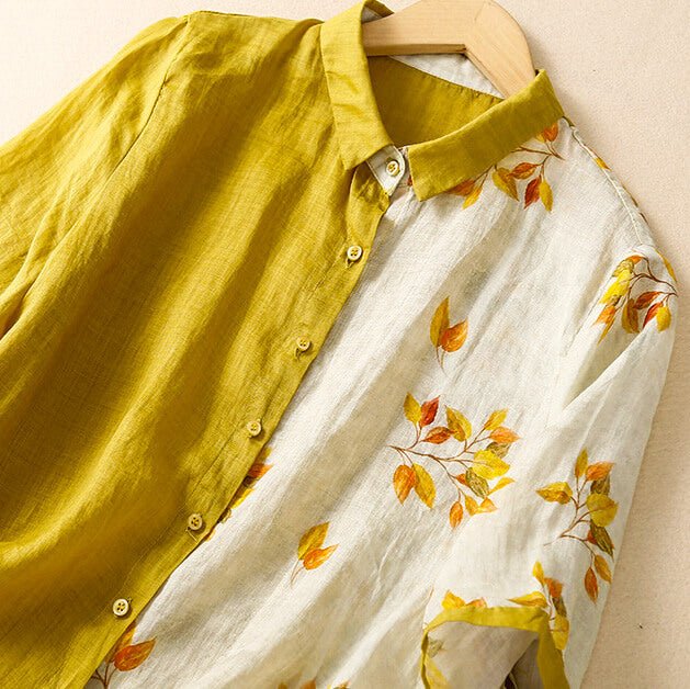 Lila Two-Tone Linen Blouse - York Miller