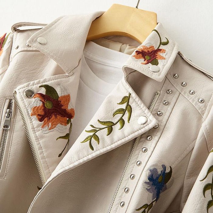 Magnolia Retro Floral Leather Jacket - York Miller