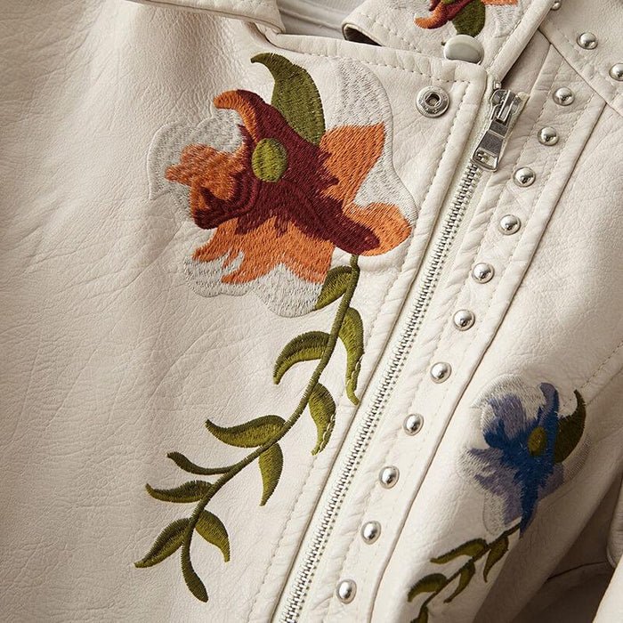 Magnolia Retro Floral Leather Jacket - York Miller