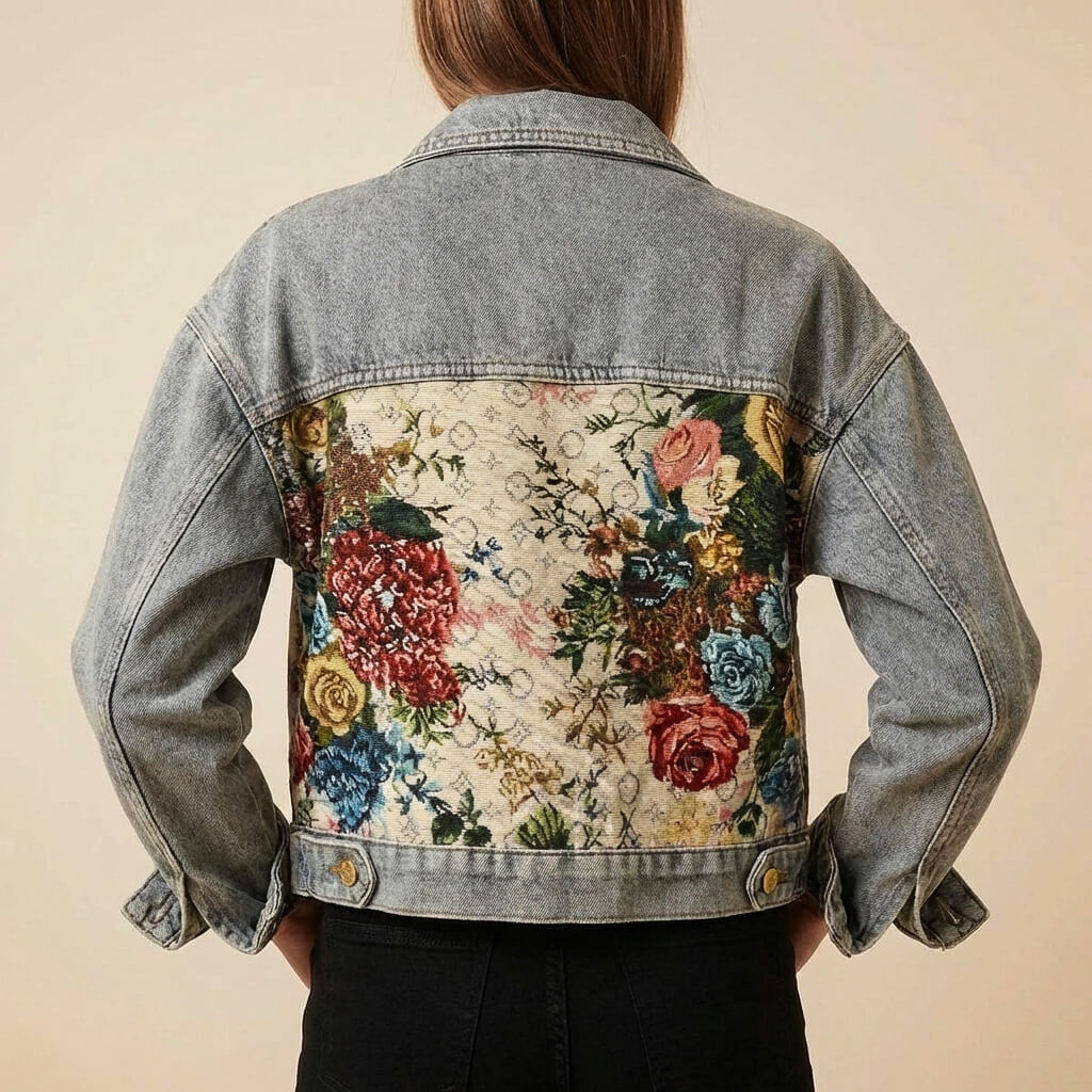 Camellia Floral Denim Jacket