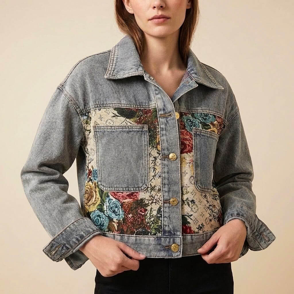 Camellia Floral Denim Jacket