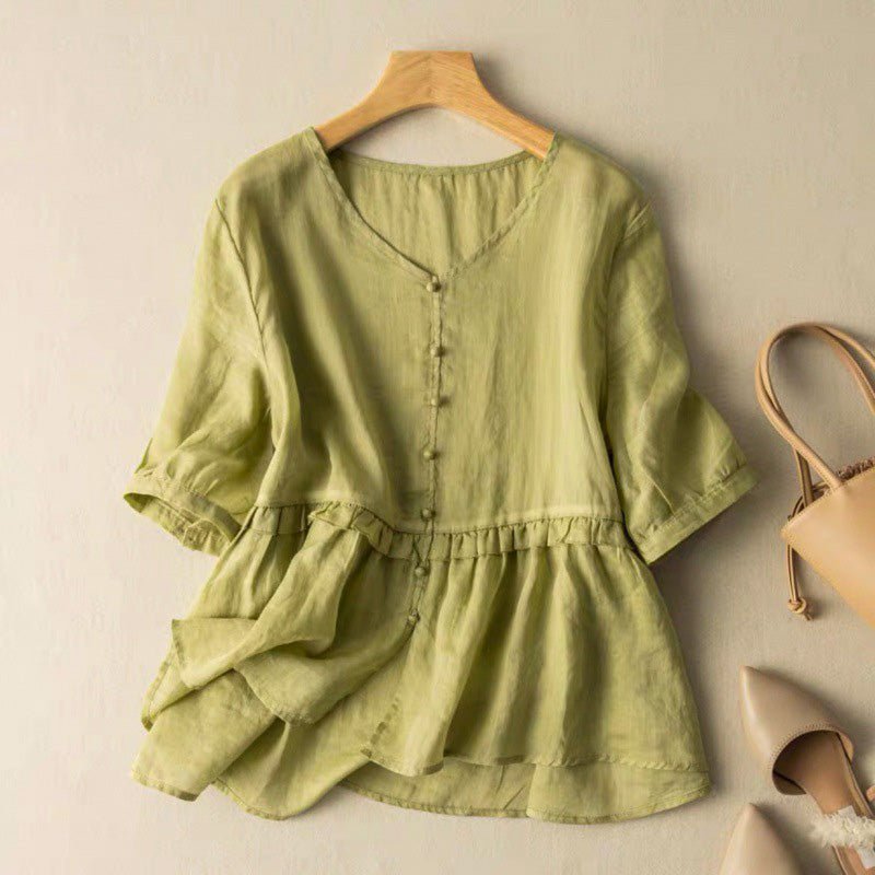 Natalie Cotton-Linen Blouse - York Miller