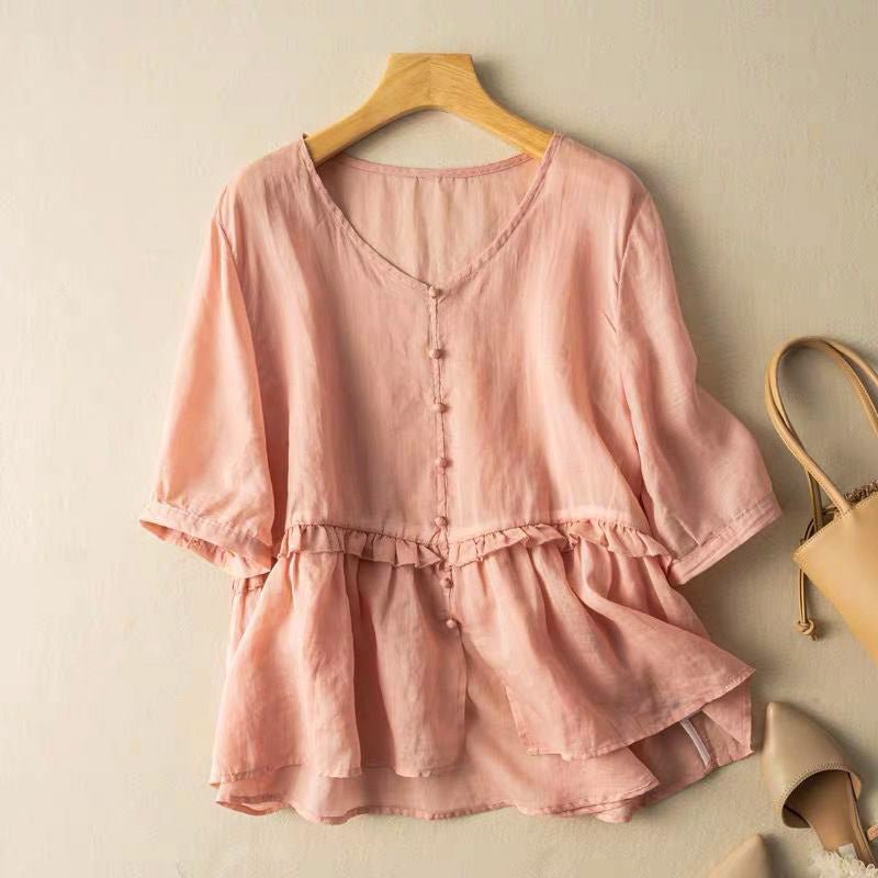 Natalie Cotton-Linen Blouse - York Miller