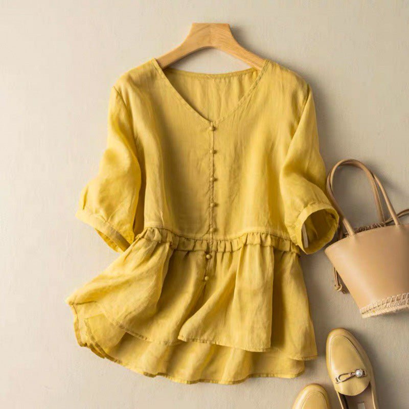 Natalie Cotton-Linen Blouse - York Miller