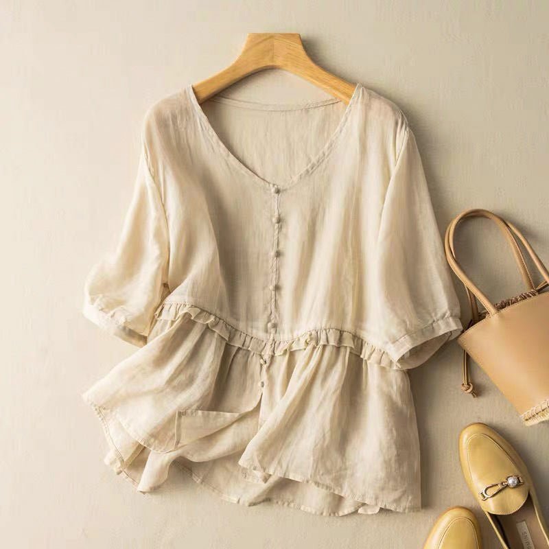 Natalie Cotton-Linen Blouse - York Miller