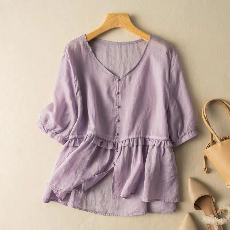 Natalie Cotton-Linen Blouse - York Miller