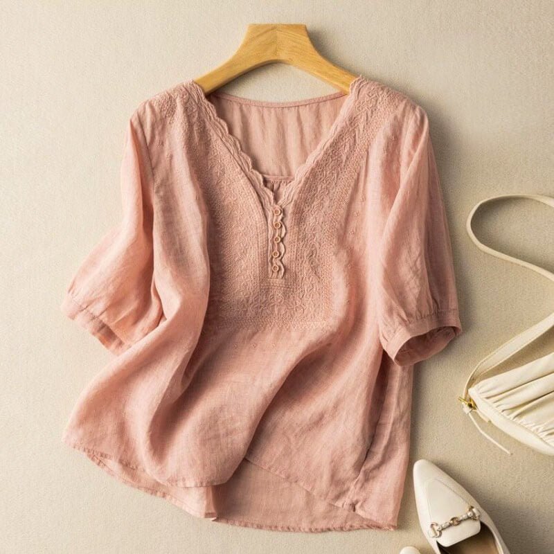 Luciana Cotton-Linen Blouse - York Miller