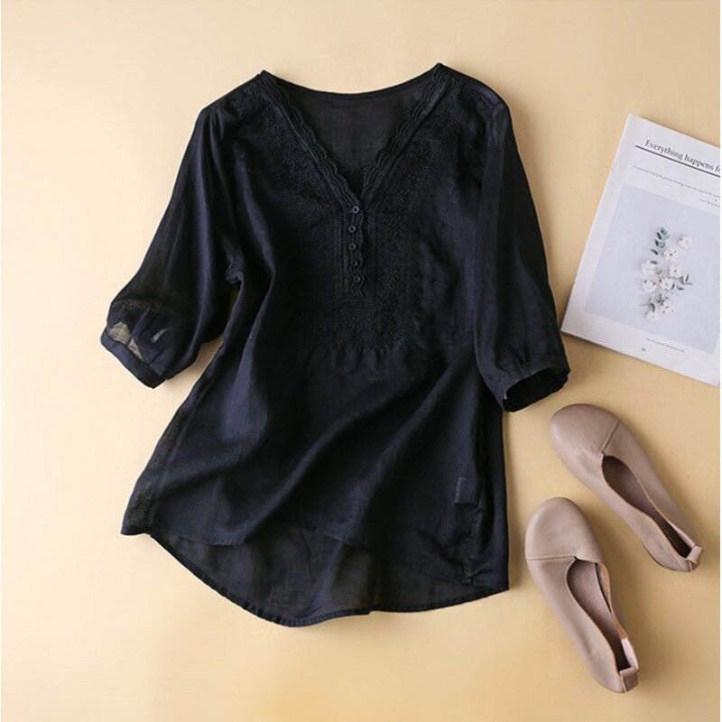 Luciana Cotton-Linen Blouse - York Miller