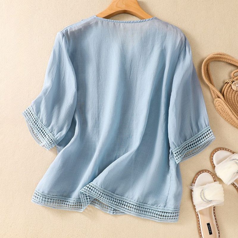 Lucia Cotton-Linen Blouse - York Miller
