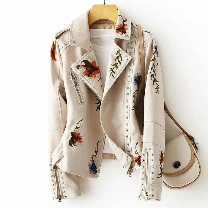 Magnolia Retro Floral Leather Jacket - York Miller