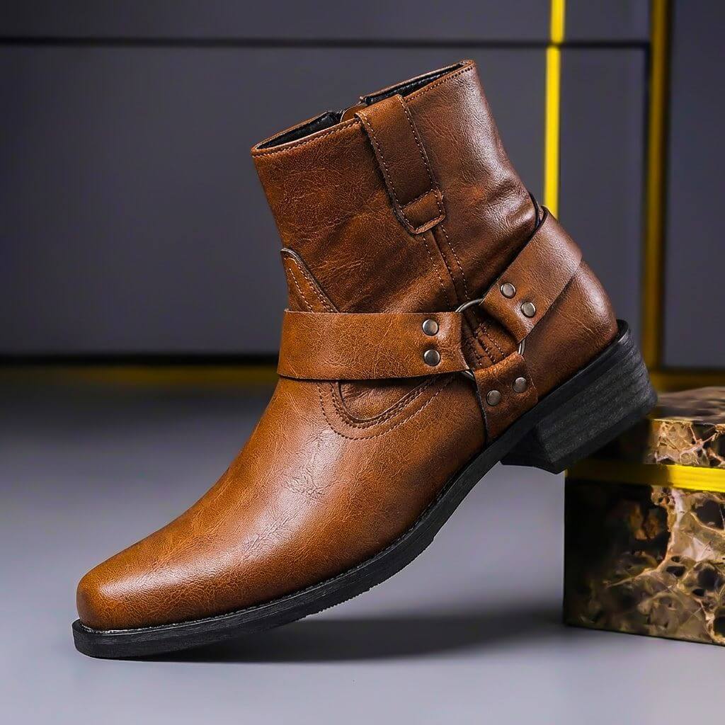 Philip Genuine Leather Boots - Cognac Brown / 9 - Men's Fashion