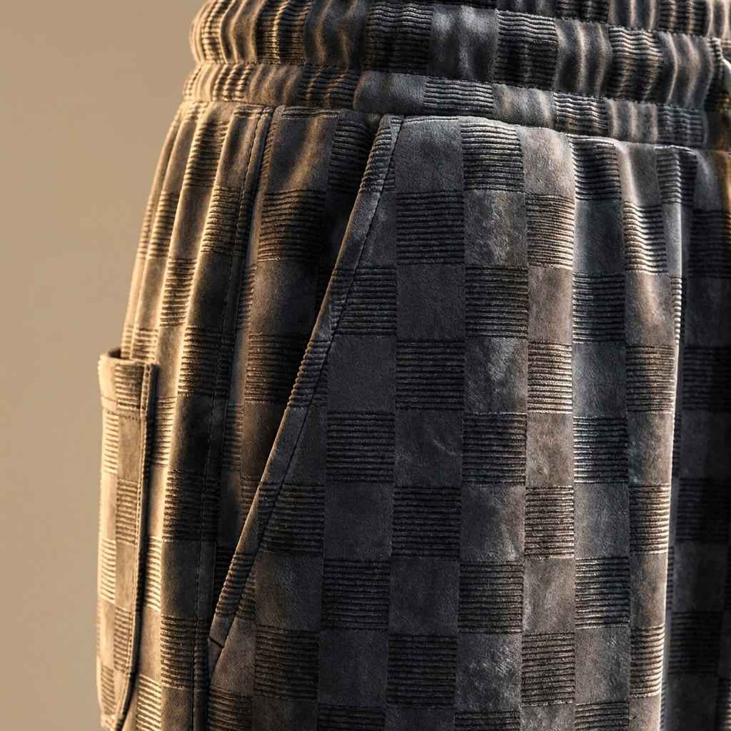 Matt Checkered Corduroy Sweatpants
