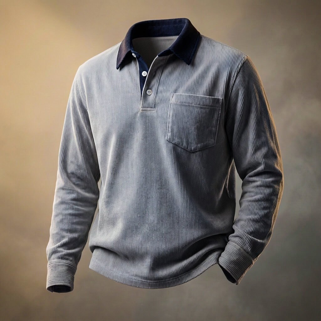 Scott Corduroy Long Sleeve Polo - York Miller