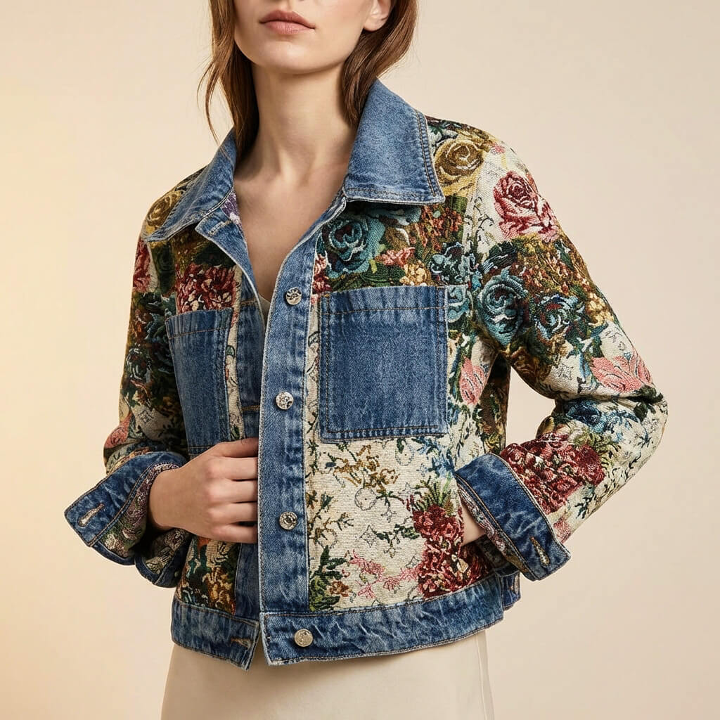 Camellia Floral Denim Jacket