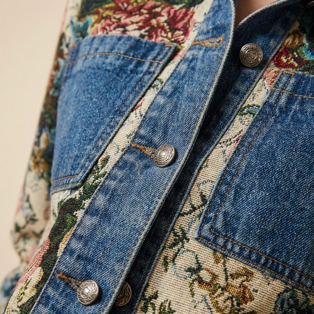 Camellia Floral Denim Jacket